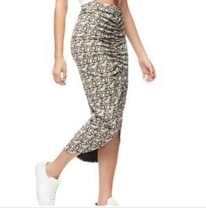 Good American Swifty Snake Print Ruched Pencil Skirt